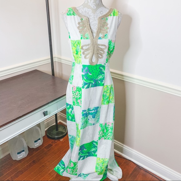 Lilly Pulitzer Dresses & Skirts - Green & white patchwork Lilly Pulitzer maxi dress